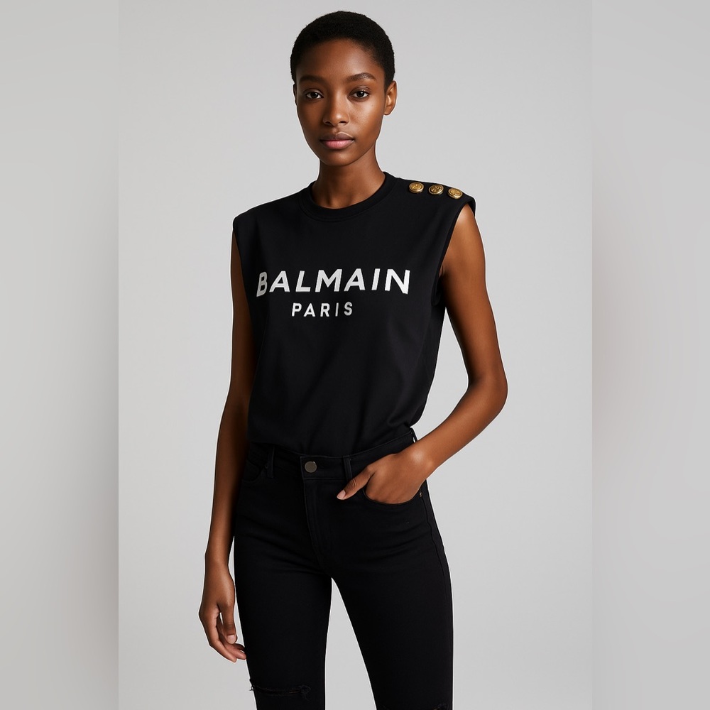 ❤️Balmain Black Sleeveless Top